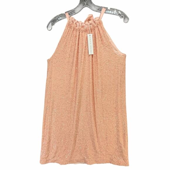Trina Turk Daria Dress Womens XS Pink Sequined Halter Night Out Modern Glam - Picture 2 of 14